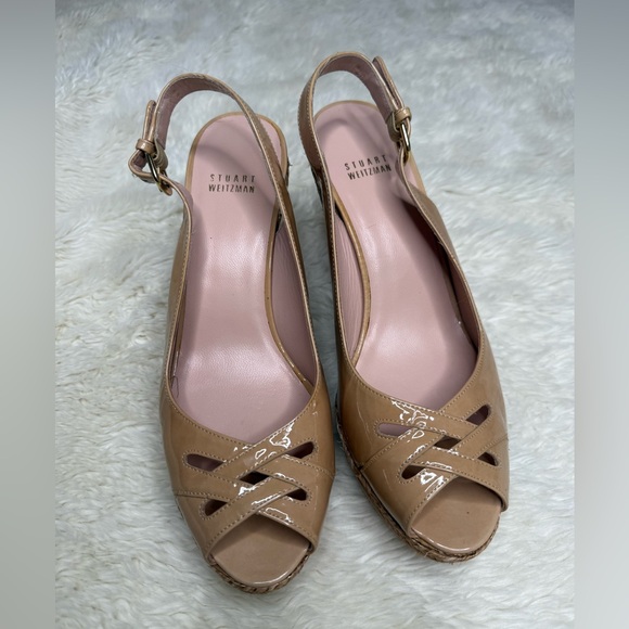 Stuart Weitzman Dolunch Patent Espadrille Wedge Sandal Women Size 9.5 - Picture 4 of 16